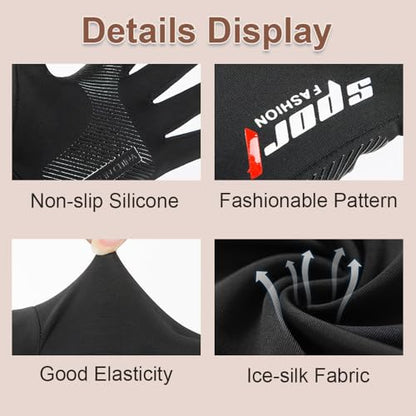 FGSS Summer Fishing Gloves for Men UV Sun-Protection Cycling Gloves Anti-Slip Fingerless Gloves for Driving Hiking Outdoor - color: Black