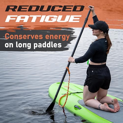 Gradient Fitness 2 Pack Kayak Paddle Leash, 5-8 Feet Stretchable Paddle Strap with Carabiner Secure Leash Lanyard Rope for SUP Kayak Canoe Paddle Fishing Pole Rod - color: Orange