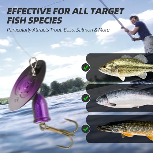 Inline Spinnerbaits for Bass Trout Pike – Premium Spinner Lures with Treble Hooks & Flash Blades for Freshwater & Saltwater Fishing – Durable, Vibrant, and Deadly Effective - style: Bell Spinner