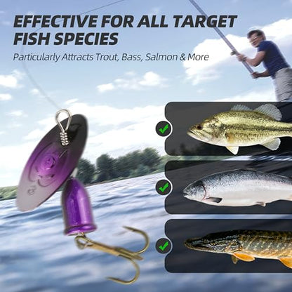 Inline Spinnerbaits for Bass Trout Pike – Premium Spinner Lures with Treble Hooks & Flash Blades for Freshwater & Saltwater Fishing – Durable, Vibrant, and Deadly Effective - style: Bell Spinner