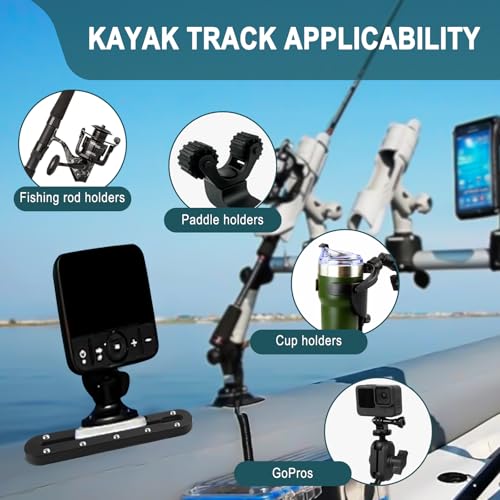 Kayak Track Mount, Kayak Rail Track, Kayak Low Profile Gear Track Accessories for Fishing Rod Holder, Cup Holder, Paddle Holders, Anchor Cleats (9 in, 10 Holes, 4 Pieces) - size: 9 Inch
