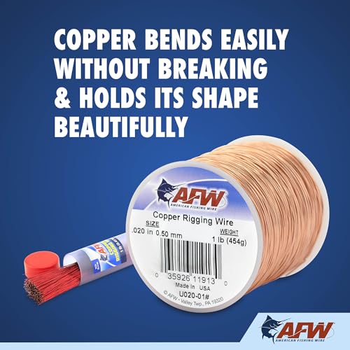 AFW Copper Rigging Wire – Soft Copper Fishing Wire for Rigging Live & Artificial Baits – 0.020"/0.028" Diameter – Pre-Cut or Spool Options – Ideal for Toothy Fish & Saltwater Rigs - size: 9 -Inch, 50 Pieces, style: 9 Inches, 50 Pcs
