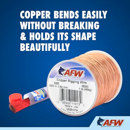 AFW Copper Rigging Wire – Soft Copper Fishing Wire for Rigging Live & Artificial Baits – 0.020"/0.028" Diameter – Pre-Cut or Spool Options – Ideal for Toothy Fish & Saltwater Rigs - size: 9 -Inch, 50 Pieces, style: 9 Inches, 50 Pcs