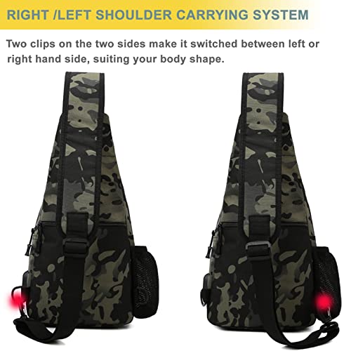 Tactical Shoulder Bag - 1000D Molle Military Backpack Outdoor Daypack Chest Pack (Darkblue) - color: Darkblue