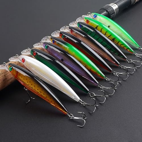 Jerkbait Minnow Fishing Lures Bass, Jerk Bait Bass Bait for Walleye Trout Pike Freshwater Surf Saltwater Fishing Lures - style: B-10pcs-4.5in/0.46oz