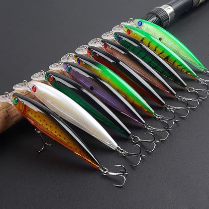 Jerkbait Minnow Fishing Lures Bass, Jerk Bait Bass Bait for Walleye Trout Pike Freshwater Surf Saltwater Fishing Lures - style: B-10pcs-4.5in/0.46oz