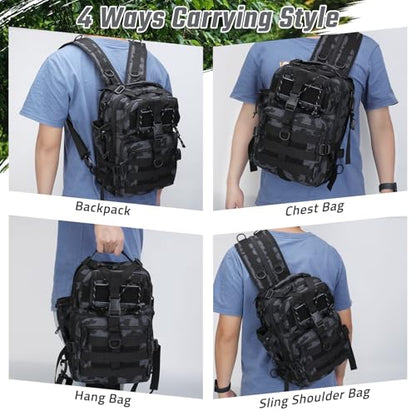 Fishing Tackle Backpack, Military Tactical Backpack Tactical Sling Backpack Bag Fishing Tackle Storage Bag Fish Gear Bag Molle Assault Pack Tactical Hiking Rucksack (Blue) - color: Blue