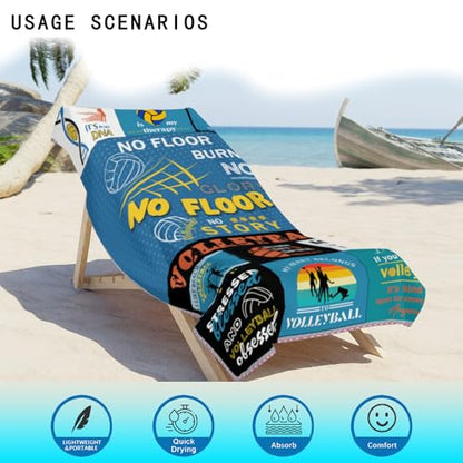 Gifts for Volleyball Lovers,Volleyball Towel for Girls 63" x 31.5" Microfiber Volleyball Beach Towel for Women Bath Pool Shower Camping Travel Towel (Volleyball Towel, 63"x 31.5") - color: Volleyball Towel