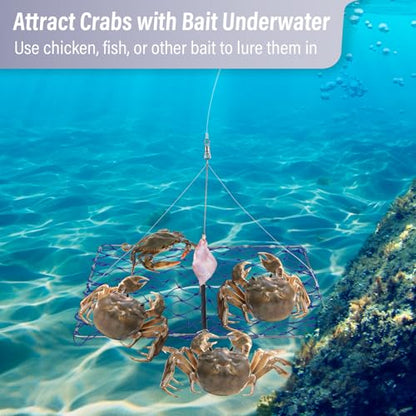Dr.Fish Foldable Crab Trap with Gauge and Bait Clip, Castable Crab Crawfish Trap Snare Crabbing Net for Crayfish Lobster Minnow - color: 2 Crab Traps with Gauge