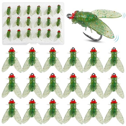 Bionic Fly Fishing Baits, Fly Fishing Flies Kit Trout Jigs Swimbaits Dry Flies Bionic Fishing Lures Fly Fishing Hook for Bass Panfish Trout - style: Green-18pcs