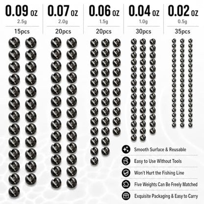 SANWEAL120PCS/200PCS Fishing Weights Sinkers - Premium Split ShotFishing Weights Sinkers - Round Removable Fishing Sinkers - 5/6 Sizes - style: Round/120