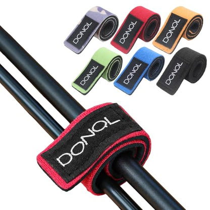 DONQL 12 Pcs Fishing Rod Straps, Stretchy Fishing Rod Tackle Ties, 6 Color Hook and Loop Pole Belts Casting Rods Belt with Fastening Pole Belts for Casting Rods Spinning