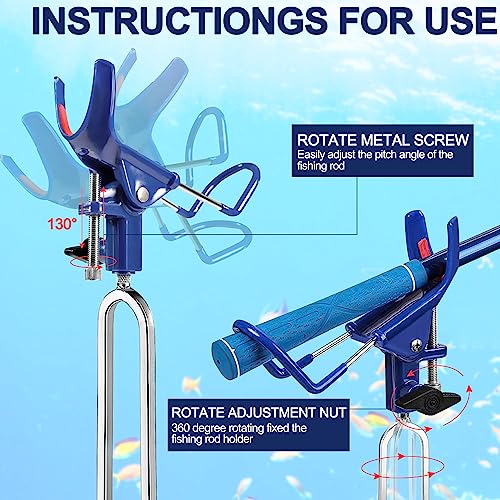 LBW Fishing Rod Holders for Bank - Fishing Pole Holders for Ground, Shore, Beach 360 Degree Adjustable Rod Holders 2 Pack