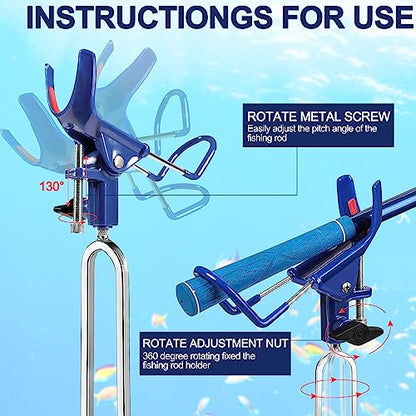 LBW Fishing Rod Holders for Bank - Fishing Pole Holders for Ground, Shore, Beach 360 Degree Adjustable Rod Holders 2 Pack