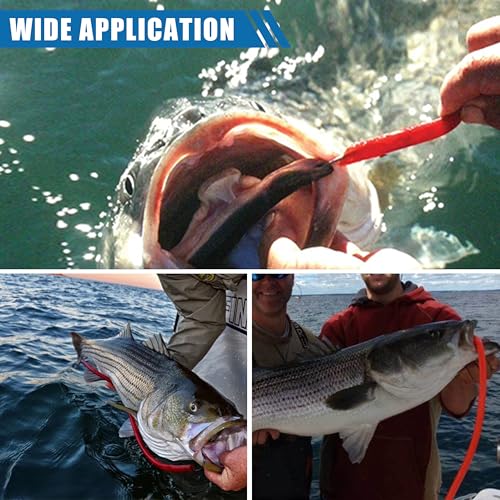 Diamond Jig Saltwater Fishing Lures Casting Jigging Spoon with Tube Tail Stainless Steel Hooks Trolling Lures Striped Bass Metal Jig for Deep Sea Surf Fishing Bottom Dragging Sinking - color: Red, size: 3 oz