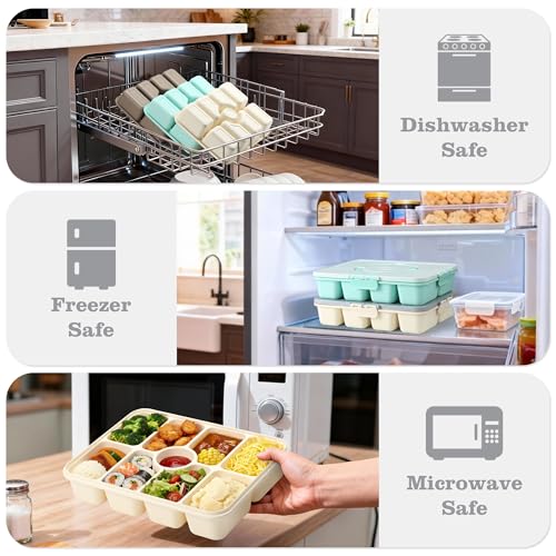 Snackle Box Container, Divided Serving Tray with Lid and Handle, 9 Compartments Snack Box Container for Adults, Portable Charcuterie Serving Platter for Candy Fruit, 9.9 Cups, White Grey - color: White Grey