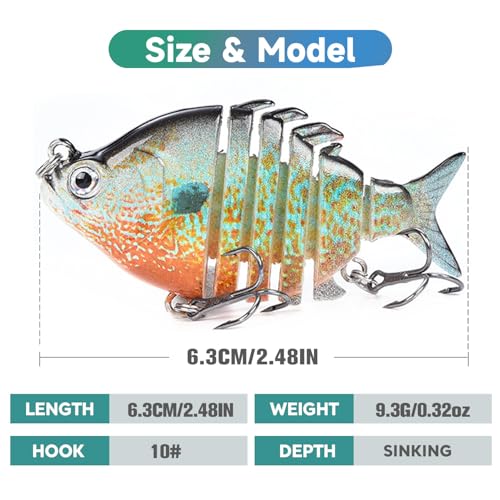 HADORAM Lure Slow Sinking Glide Bait with Fur Tail Lifelike Fishing Tackle for Trout Shad Bass Musky - color: 2.48in-3Pcs