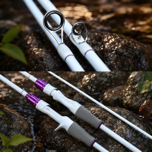 DC Baitcasting Combo, Smart Digital Brake Reel, 4-Section Carbon Rod, Tackle Bag, Line & Lures, Complete Travel Kit for Bass Freshwater - color: Only Casting Rod-2PACKS- 6FT- White