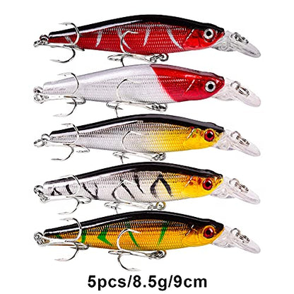 Bass Fishing Lures Kit Set Topwater Hard Baits Minnow Crankbait Pencil VIB Swimbait for Bass Pike Fit Saltwater and Freshwater - color: 480-48pcs