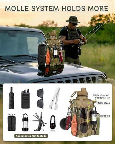 COOLYARD Water Bottle Holder with Strap Crossbody Sling Carrier Bag with Phone Pocket Molle Tactical Pouch for Walking Hiking Camping Gym Travel - color: CP Camo