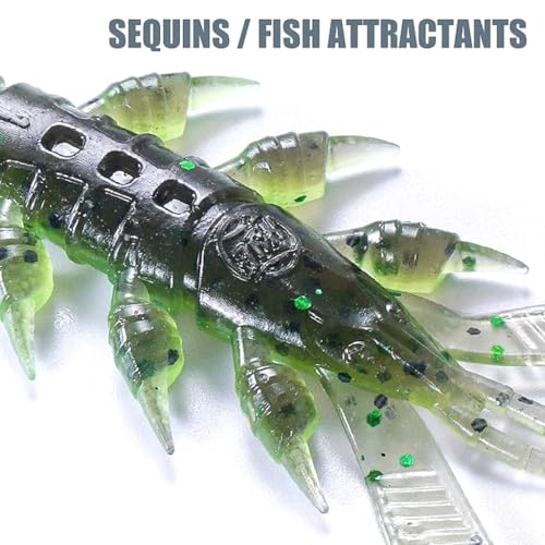 10Pcs Fishing Lures Set, Soft PVC Fishing Craw Baits Crawfishes Lures Lobster Shrimp Swimbaits for Freshwater Saltwater - size: Moon white