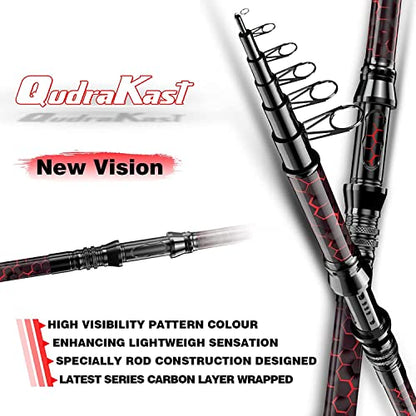 Fishing Rod and Reel Combos, Unique Design with X-Warping Painting, Carbon Fiber Telescopic Fishing Rod with Reel Combo Kit with Tackle Box, Best Gift for Fishing Beginner and Angler - color: Red, size: 3.3 m 10.83 ft (Kit)
