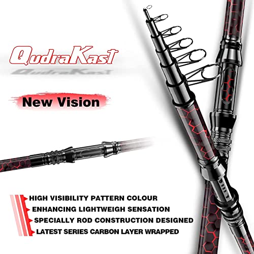 Fishing Rod and Reel Combos, Unique Design with X-Warping Painting, Carbon Fiber Telescopic Fishing Rod with Reel Combo Kit with Tackle Box, Best Gift for Fishing Beginner and Angler - color: Red, size: 3.3 m 10.83 ft (Kit)