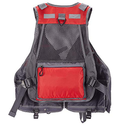 BASSDASH Strap Fishing Vest Adjustable for Men and Women, for Fly Bass Fishing and Outdoor Activities - color: F22 - Red