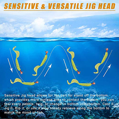 Fishing Jig Head Hooks Kit, Round Ball Crappie Jig Heads Lures Assorted Painted Fishing Lures Jig Heads for Walleye Bass Saltwater Freshwater Fishing 50/69/70pcs - style: 50pcs Kit