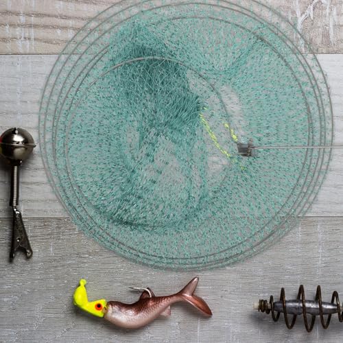 LIOOBO Collapsible Foldable Fishing Net Trap with 5-Layer Mesh 130cm for Outdoor Crab Shrimp Bait Catching and Fish Keeping Accessory