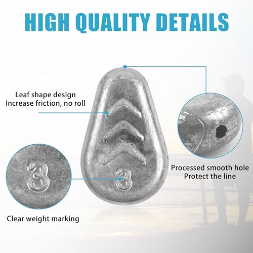 No Roll Sinker Fishing Weights Sinkers, Catfish Sinkers Flat Inline Sinkers Weights No Snag Slip Sinkers Saltwater Surf Fishing Weights Gear Tackle Fishing Weights Sinkers for Catfishing Rigs - style: 3oz-5pcs