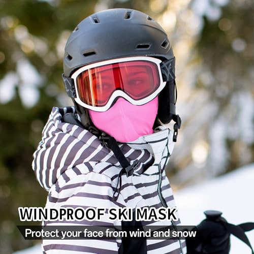 Balaclava Ski Mask, Sun UV Protection Breathable Full Head Face Mask for Men Women Skiing Cycling - color: Pink