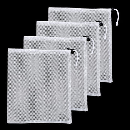 Mesh Chum Bag, 4 Pcs Bait Chum Bucket for Enhanced Fishing Attraction 14 x16 inch, Nylon Drawstring Laundry Bags, White Net Storage Bags for Saltwater Fishing Kitchen Gifts Travel College - size: 14 x16 inch