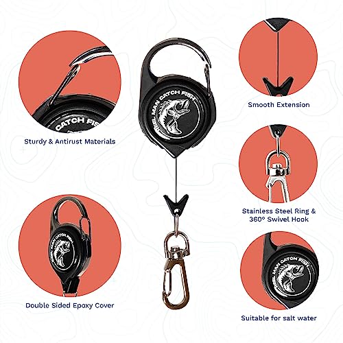 HOOK-EZE Fly Fishing Zinger Retractor (3 Pack), Fishing Knot Tying Cards to 8 Essential Fishing Knots, Come with A Fly Fishing Zinger Retractor