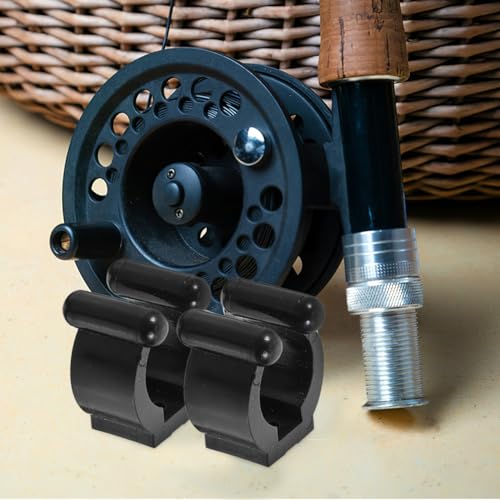 10Pcs Fishing Rod Holder Clips with Screws Wall Mount Fishing Rod Rack Clip for Storage Pool Cue Holder Clamps for Cue Storage Space Saving Display for Home or Retail