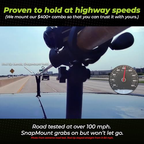 SnapMount M - Magnetic Fishing Rod Holder for Car – Fishing Pole Roof Rack for SUV, Cars, Truck Beds with Strong Magnets – Easy Install, Highway Tested, Weather Resistant – Fly Rod Holder for Car