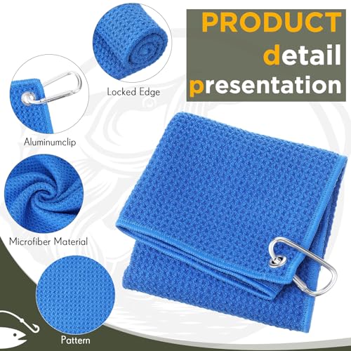 Breling 12 Pack Fishing Towels with Clip, 16'' x 16'' Microfiber Waffle Weave Fish Bait Towel Quick Dry Absorbent Rag for Cleaning Boat Kayak Accessory Camping Hiking (Black Grey Blue) - color: Black Grey Blue