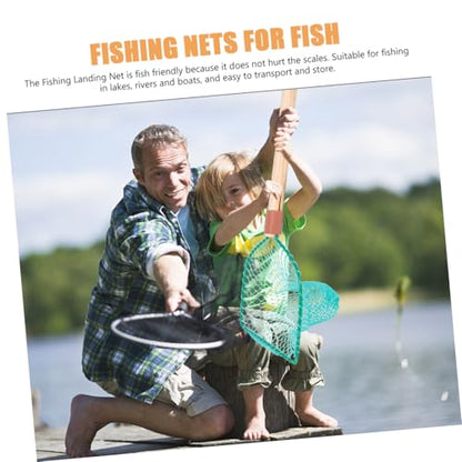 Abaodam Fishing Net with Wooden Handle 30Cm Large Mesh Portable Fishing Catching Basket for Camping and Home Use Handheld Fish Landing Net for Panfish