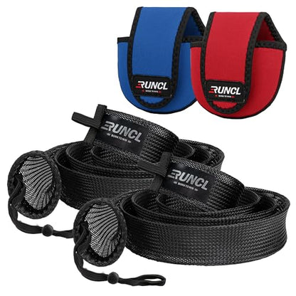 RUNCL Fishing Rod Sleeves & Reel Bags, Spinning/Casting Rod Socks & Spinning/Baitcasting Reel Covers - Protection Solution, Space Saver, Perfect Storage - Fishing Pole Sleeves & Reel Pouch (2 Pack) - color: Casting Rod Sleeves*2pcs+Reel Bags*2pcs,(Black)