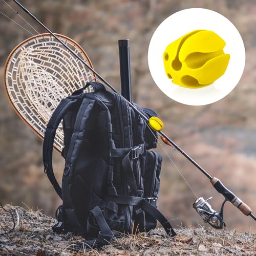 Blueweenly 12 Pcs Portable Silicone Fishing Pole Rod Holder Clips Fixed Ball 5 Holes Multifunctional Rubber Fishing Pole Puller Clips Bike Rod Holder Straps for Travel Ground Car Bike - color: Yellow