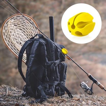 Blueweenly 12 Pcs Portable Silicone Fishing Pole Rod Holder Clips Fixed Ball 5 Holes Multifunctional Rubber Fishing Pole Puller Clips Bike Rod Holder Straps for Travel Ground Car Bike - color: Yellow