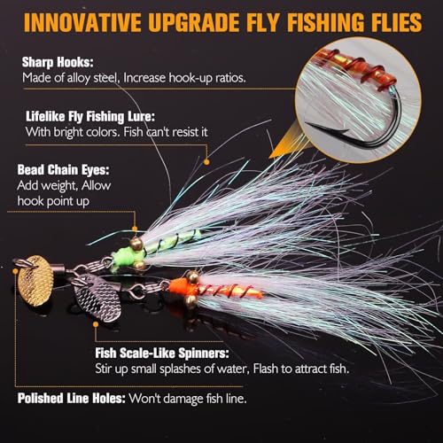 Dovesun Fly Fishing Lures Fly Fishing Flies Wet Fishing Flies Fishing Lures Fishing Spinner for Bass Sunfish Pike Trout 5PCS/10PCS - color: Crazy Charlie-5pcs, size: Size8#