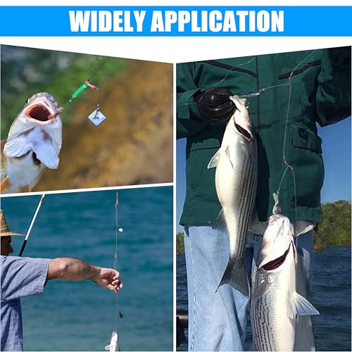 Saltwater Surf Fishing Tackle Kit - Saltwater Surf Fishing Rigs Bottom Rigs Include Fishing Leader Rigs Pyramid Sinkers Bass Casting Sinker Circle Hooks for Striped Bass Red Drum Flounder - color: Clear