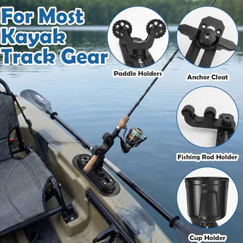 2 Pcs Kayak Rail Mount Track, Inflatable Boat Sup Low Profile Marine Nylon Track for Fishing Rod Holder Cup Holder, Kayak Rail Accessories Gear Mounting for Paddle Holders Finder Anchor Cleats