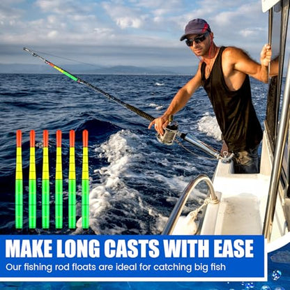 Arrowbash 6 Pcs Fishing Bobbers Floats Weighted Catfish Pole Floats High Visibility Wood Pole Fishing Float for Catfish Pike 7in, 12in - size: 12 Inch