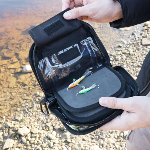 Kylebooker Fishing Lure Storage Bag Spinner Baits Wallet Case | Micro Flies Jig Hooks Box - color: Black