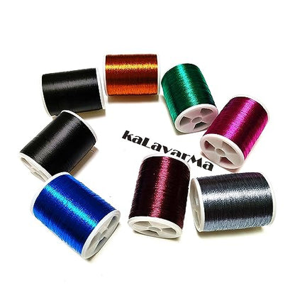 (8pcs*240yd) Kalavarma Rod Wrapping Thread for Fishing Rod Wrapping Thread Rod Building Repair - style: Metallic klm020