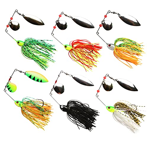 Spinnerbait Bass Fishing Lures Kit Spinner Baits Bass Fishing Lure Hard Metal Lure Topwater Buzzbait Swimbait for Pike Bass Trout Salmon Freshwater Saltwater Fishing - color: TypeA-6pcs