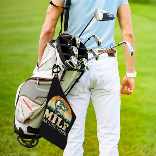 Fishing Microfiber Golf Towel, 16x24 Waffle Pattern with Carabiner Clip, Tri-Fold Large Golf Ball Towels, Golf Bag Accessories for Men Women, Golf Gift
