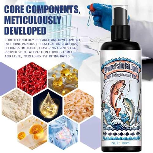 Fishing Liquid Bait 100ml Angling Spraying Solution | Fishing Scent Attractant for Bass Catfish Trout Carp Walleye Pike Lake Pond River Reservoir Saltwater